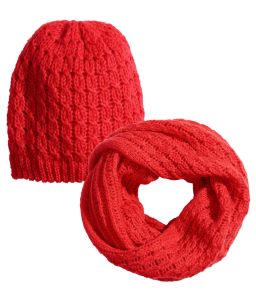 Ladies red  tube scarf and hat
